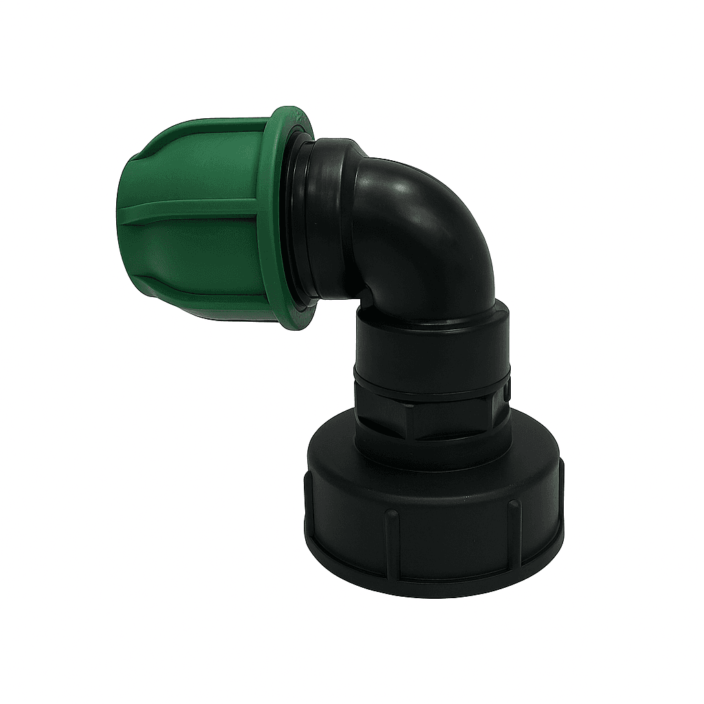 Перехідник DN-50 на трубу Ø25мм (кутовий, дрібна різьба, Ø58мм)