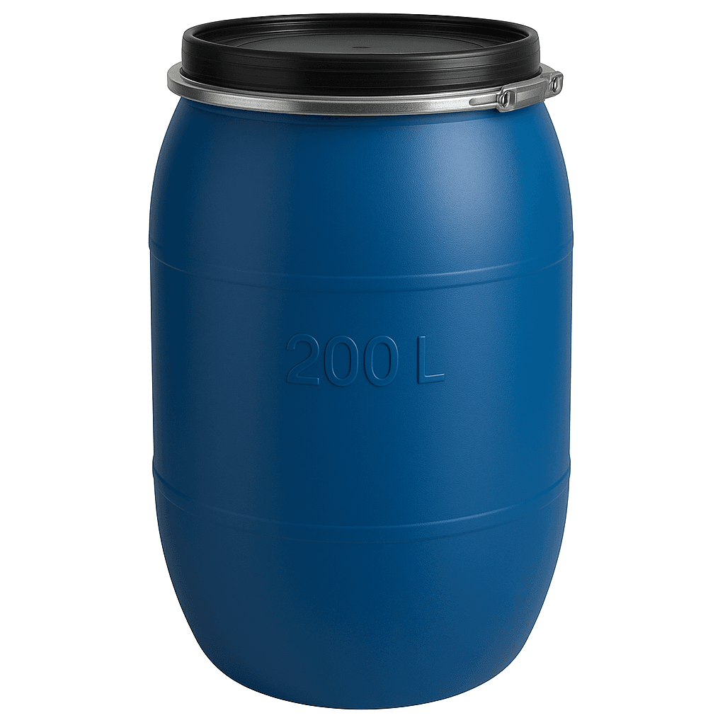 Діжка пластикова під хомут 200 л б/в