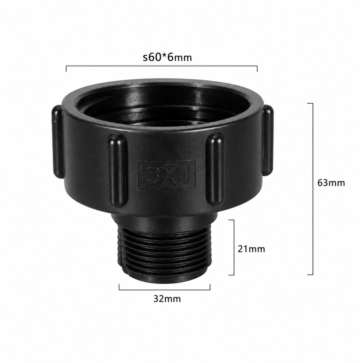 Перехідник DN-50 на різьбу 2×1"