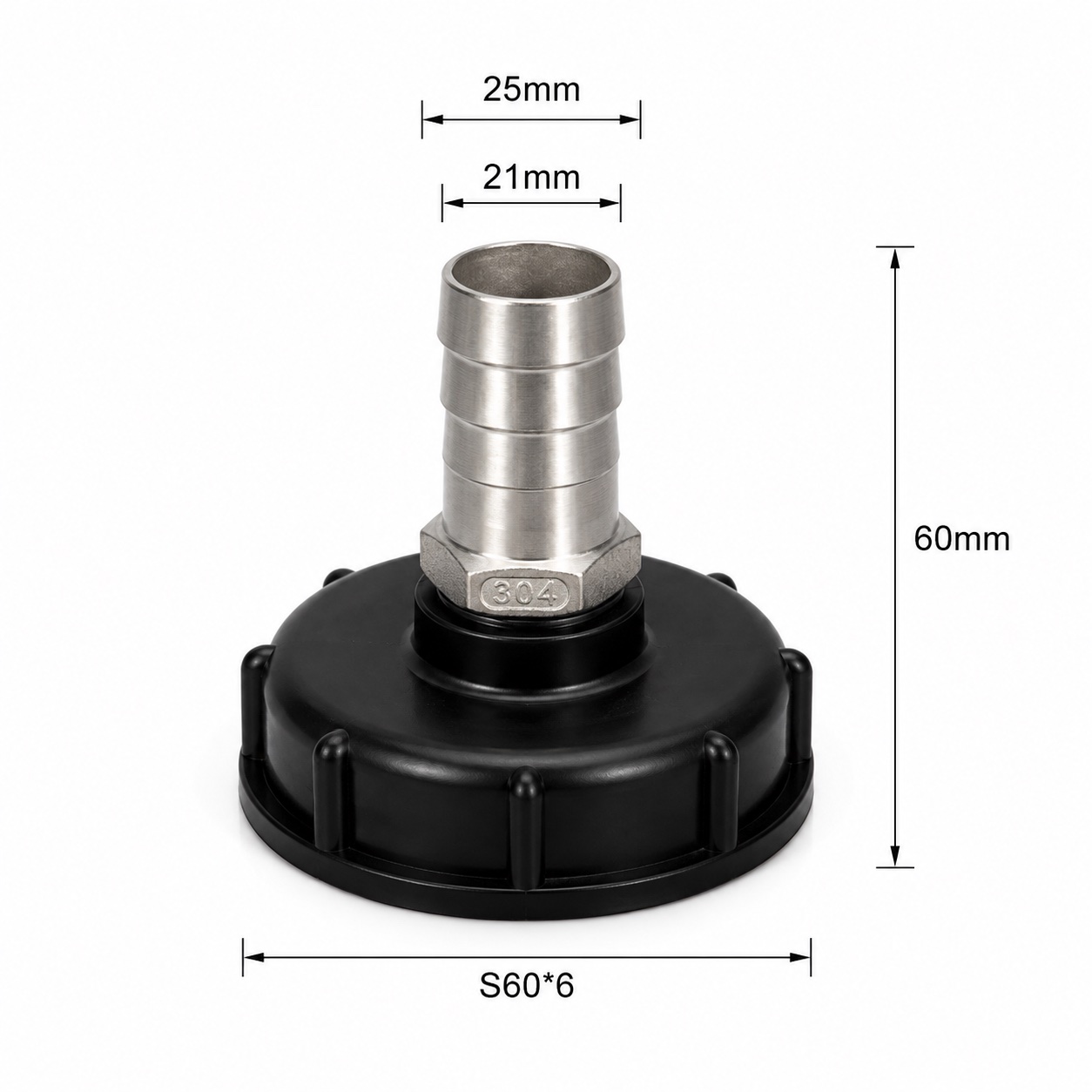 Перехідник DN-50 на шланг 1/2"×25 (збірний метал/пластик)