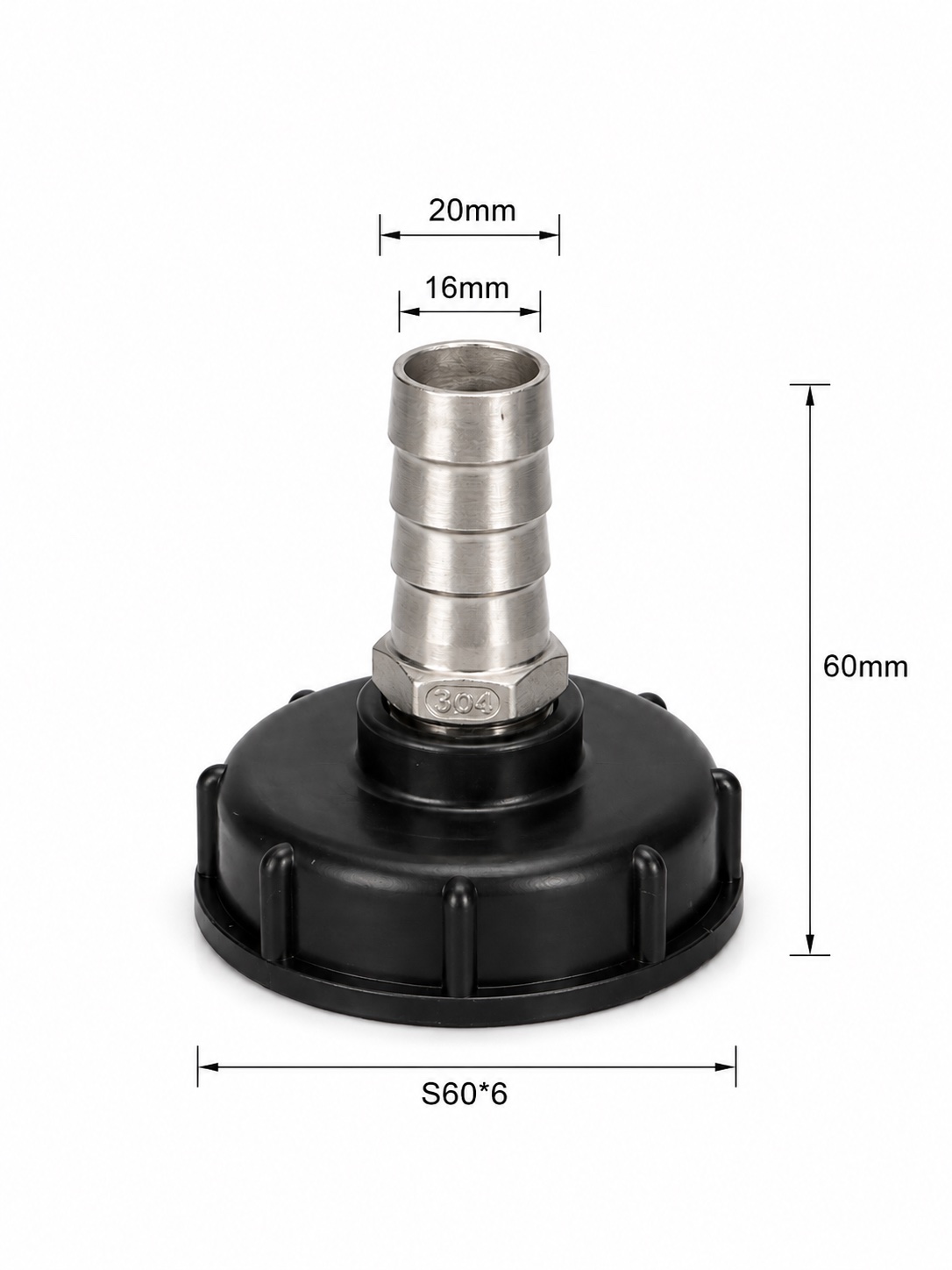 Перехідник DN-50 на шланг 1/2"×19 (збірний метал/пластик)