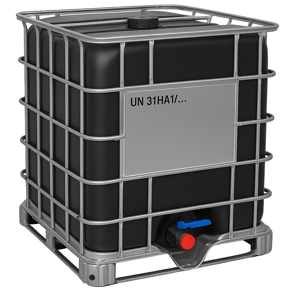 Єврокуб 1000 л (новий, чорний, з допуском UN, під кіслоти 99%) металевий піддон