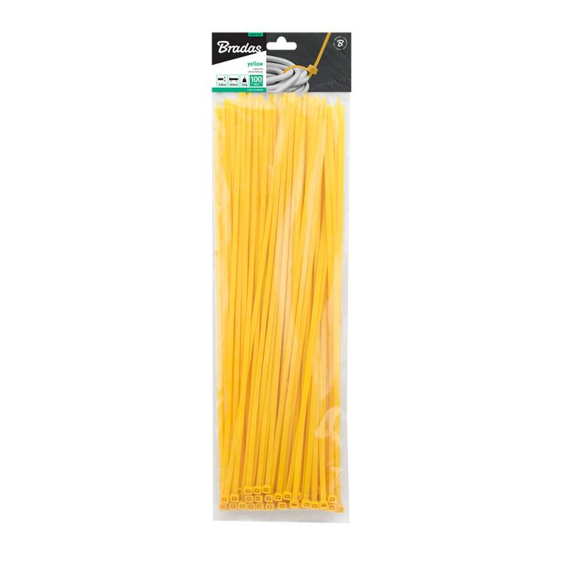 Стяжки кабельні пластикові 4,8x400мм, 100 шт. YELLOW, TSYL1148400